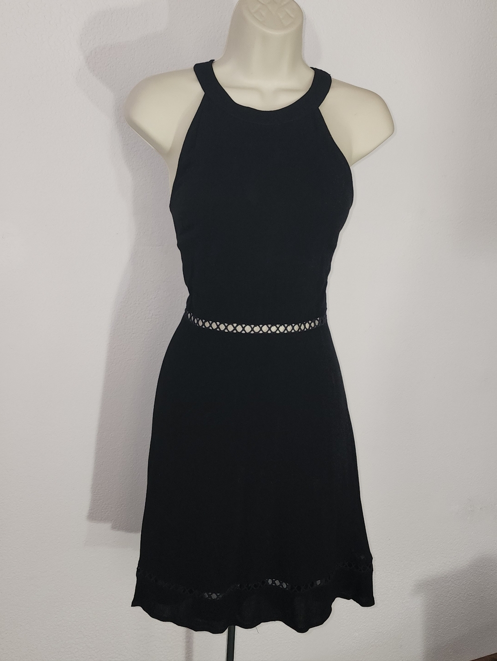 Blue Rain Dress Halter Style Crochet Waist Black Size M - Picture 11 of 13
